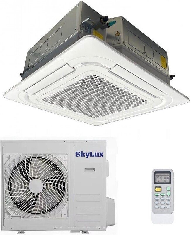 Касетний кондиціонер SkyLux SKH-C18SR3DI, панель у стелі кімнати